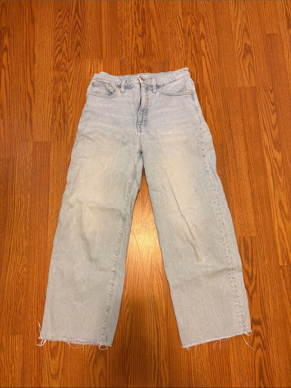 Madewell Light Blue Wide Leg Raw Hem Jeans